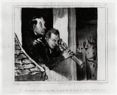 Oh! Absolutely as if We Were There, the Big One Takes Off Her Corset and the Little One is Looking for a Chip. Illustration by Honore Daumier, Published in Charivari, Dated 1 December 1841 by Honoré Daumier