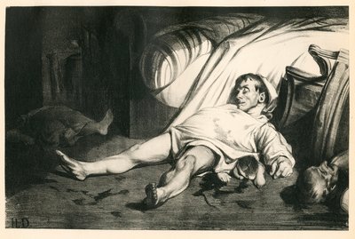 One hundred twenty lithographs of H. Daumier, Satirical in B & W, circa 1834: Massacre de la rue Transnonain (Paris) - Republican, Dead corpses, Repression - Illustration by Honoré Daumier (1808-1879) by Honoré Daumier