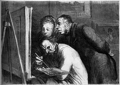 Painters and Bourgeois. Cartoon by Honore Daumier. Engraving in 