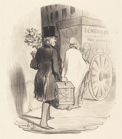 Parisian Transporting to Another District... by Honoré Daumier
