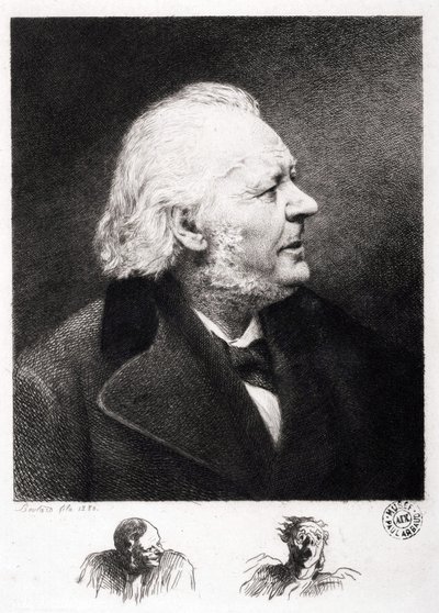 Portrait of Honore Daumier (1808-1879), French engraver, painter and sculptor. Engraving of son Boulard by Honoré Daumier