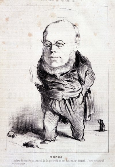 Proudhon, "apostle of socialism, enemy of property and its patented destructor" - by Daumier, in "Charivari" of 06/01/1849 by Honoré Daumier