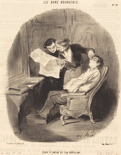 When the Newspaper is Too Interesting by Honoré Daumier