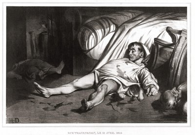 The Massacre of the Rue Transnonain on 14/04/1834 (lithography) 1837 by Honoré Daumier