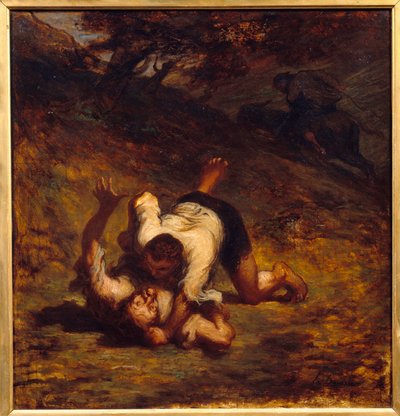 Thieves and Donkey by Honoré Daumier