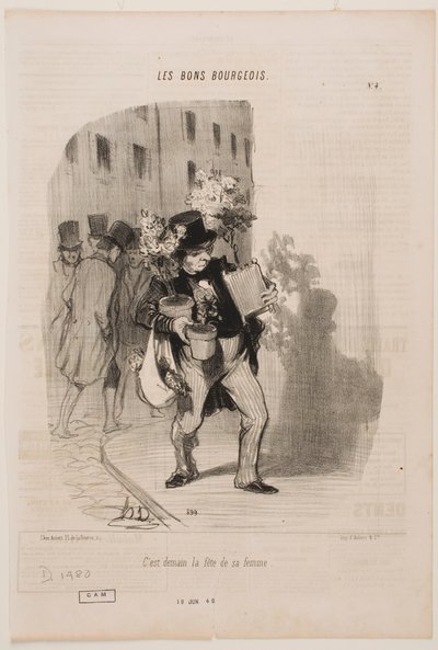 Tomorrow is His Wife’s Birthday by Honoré Daumier