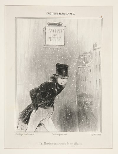 A Man at the Bottom of his Affairs, pl. 34 from the series Parisian Emotions from the album Parisian Emotions by Honoré Daumier