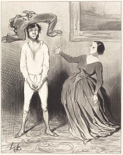 A Woman Like Me... Fixing a Button?... by Honoré Daumier