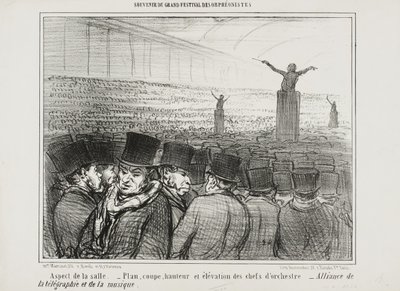 View of the grand hall, plate 1 from Souvenir Du Grand Festival Des Orphéonistes by Honoré Daumier