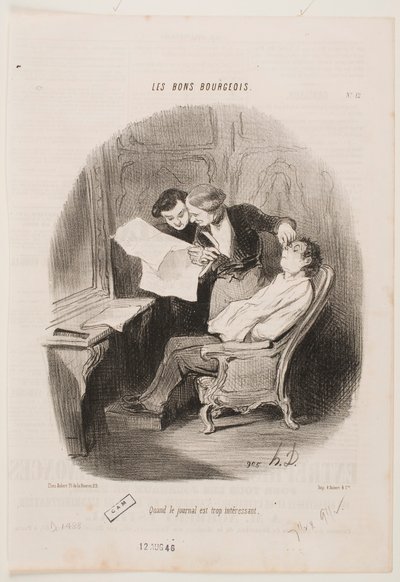 When the Newspaper is Far Too Interesting by Honoré Daumier