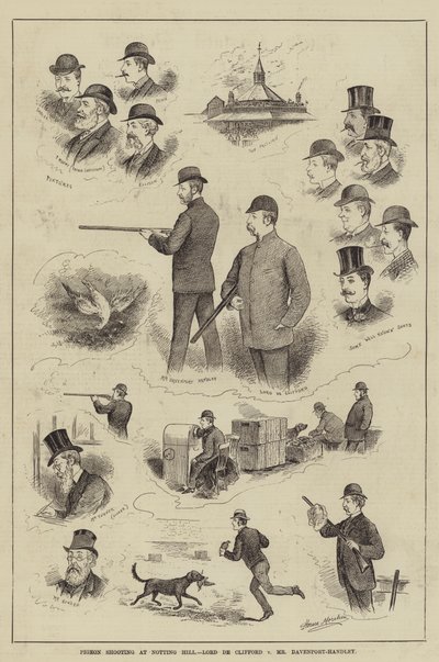 Pigeon Shooting at Notting Hill, Lord de Clifford v Mr Davenport-Handley by Horace Morehen
