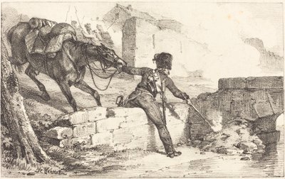 Artilleryman Lighting a Mine by Emile Jean Horace Vernet