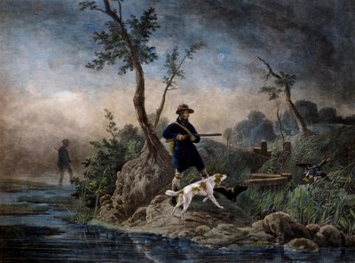 Duck Hunting in Marsh by Emile Jean Horace Vernet