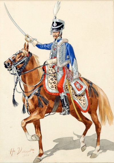 Russian Hussar Raising his Sabre by Emile Jean Horace Vernet