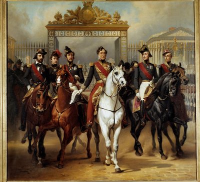 King Louis-Philippe I with His Five Sons Leaving the Castle of Versailles After a Military Review on 10/06/1837 by Emile Jean Horace Vernet