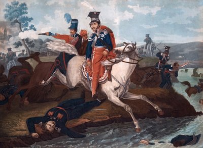 Death of Prince Jozef Poniatowski in the Battle of Leipzig by Emile Jean Horace Vernet