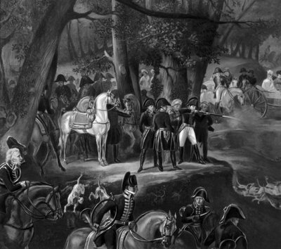 Napoleon I hunting in Fontainebleau forest by Emile Jean Horace Vernet