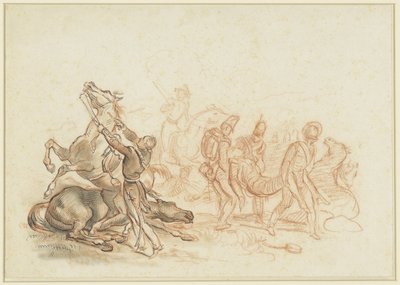 War Scene in Spain: A Wounded Horse is Finished Off with a Pistol Shot by Emile Jean Horace Vernet