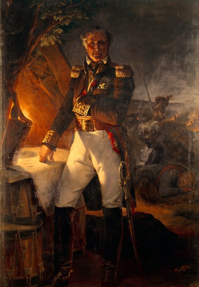 Portrait of Laurent Marquis de Gouvion Saint Cyr, marshal of the Empire at the Battle of Polotsk by Emile Jean Horace Vernet