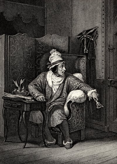 Scene from The Imaginary Invalid by Moliere, by Horace Vernet, engraving by Emile Jean Horace Vernet