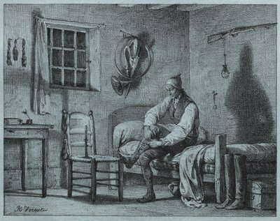The Man-Servant of Limier Rising from Bed by Emile Jean Horace Vernet