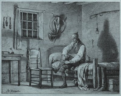 The Man-Servant of Limier Rising from Bed by Emile Jean Horace Vernet