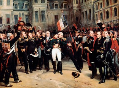 The farewell of Napoleon Bonaparte to the Imperial Guard, at Fontainebleau by Emile Jean Horace Vernet