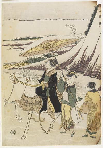Three Women Travelling through a Ravine, 1794-96 by Hosoda Eiri