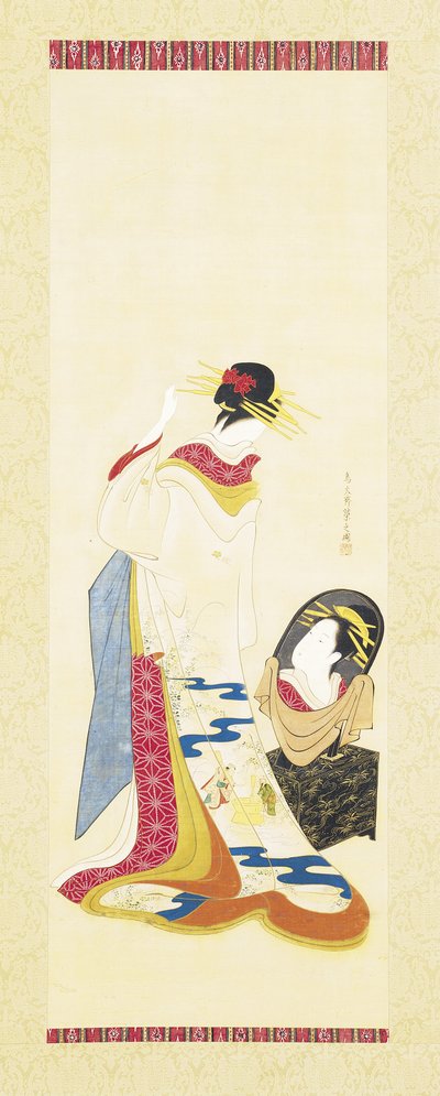 A Beauty Gazing Into A Mirror by Hosoda Eishi