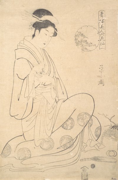 Konosato of Takeya Seated, Holding an Incense Burner by Hosoda Eishi