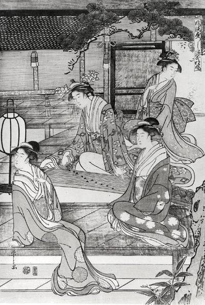 Woman playing the Koto by Hosoda Eishi
