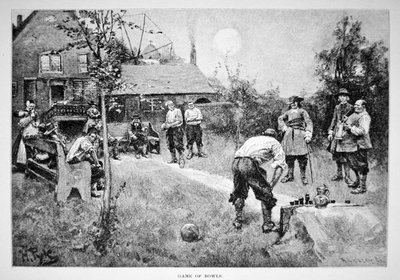 A game of bowls in 17th century colonial America by Howard (after) Pyle