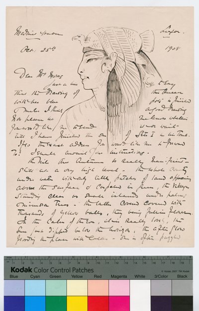 Page 1 of a letter from Howard Carter to Kingsmill Marrs, 25th October 1908 by Howard Carter