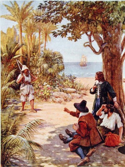 Crusoe Appears before the Ship