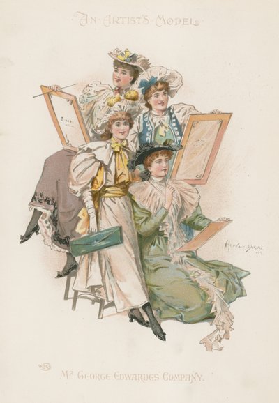 Group of Four Well-Dressed Women Holding Drawing Boards by Howard Davie