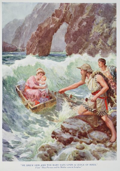 He Drew Her and the Baby Safe Upon a Ledge of Rock by Howard Davie