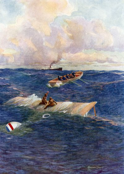 The Lifeboat of The Mary of Denmark Rescuing Hawker and Grieve by Howard Davie