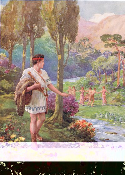 Under the shade of rocks and trees were nymphs and shepherds dancing, illustration for 
