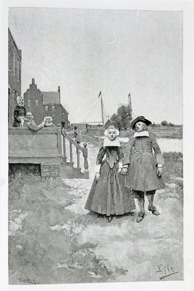 Along the Canal in Old Manhattan, illustration from 