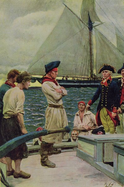 An American Privateer Taking a British Prize, illustration from 