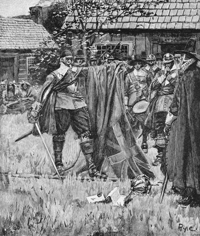 Endicott Cutting the Cross out of the English Flag, illustration from 