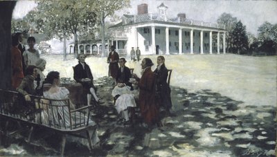Martha and George Washington entertaining their friends on the lawn of Mount Vernon, 1898 by Howard Pyle