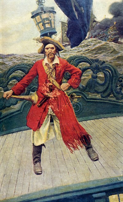 Pirate Captain on Deck, Early 20th Century by Howard Pyle