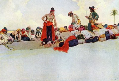 Sharing the Treasure Between the Pirates. Illustration from 
