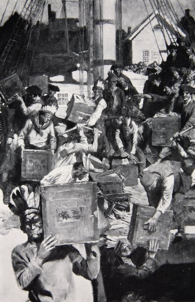 The Boston Tea Party, illustration from Harper