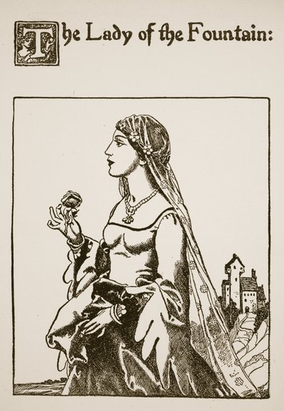 The Lady of the Fountain, Illustration from The Story of Sir Launcelot and His Companions, 1907 by Howard Pyle