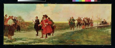 The Landing of Carteret in New Jersey by Howard Pyle