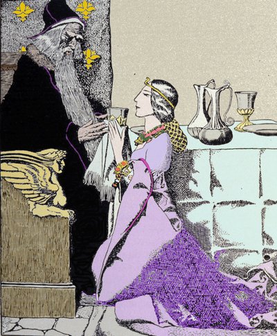 Viviane Captivates Merlin the Enchanter, Illustration by Howard Pyle by Howard Pyle