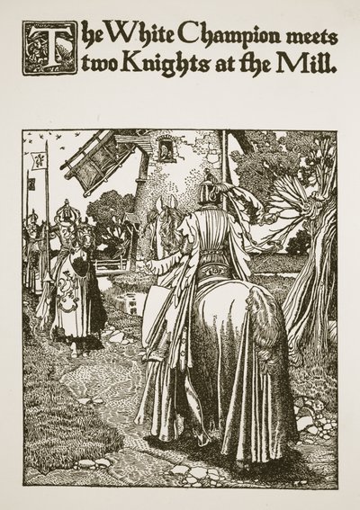 The White Champion meets two Knights at the Mill, illustration from 