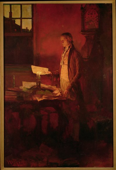 Thomas Jefferson Writing the Declaration of Independence (book illustration) by Howard Pyle